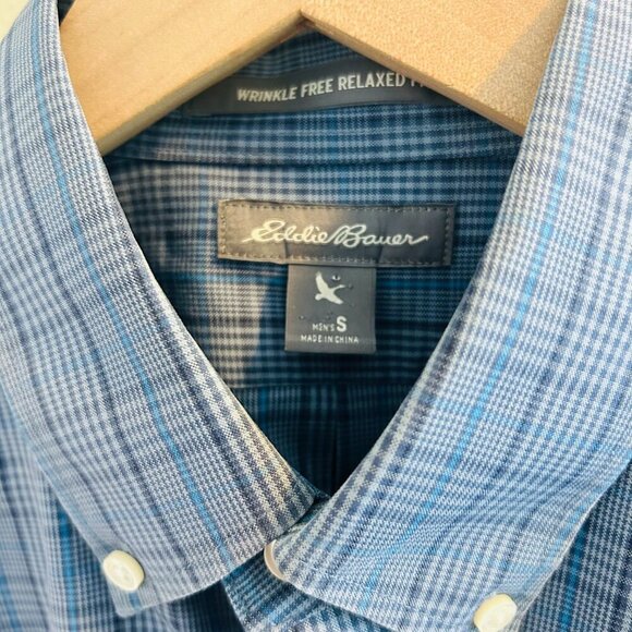Eddie Bauer Button Down Bundle Mens Size Small Blue Plaid Long Sleeve Shirt Work - Picture 4 of 16
